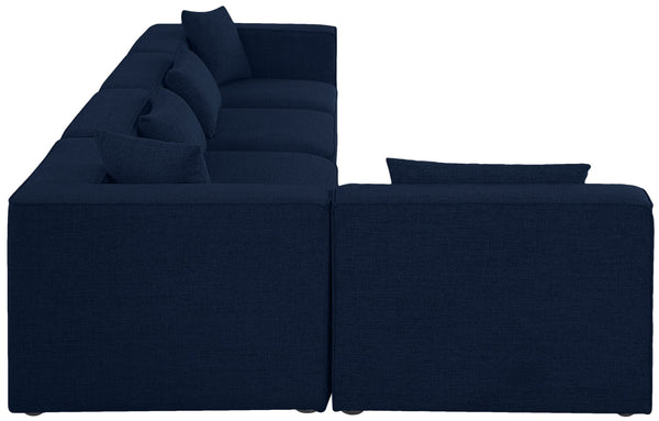 Cube Linen Textured Fabric / Engineered Wood / Foam Contemporary Navy Durable Linen Textured Modular Sectional - 144" W x 72" D x 26" H
