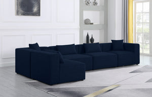Cube Linen Textured Fabric / Engineered Wood / Foam Contemporary Navy Durable Linen Textured Modular Sectional - 144" W x 72" D x 26" H