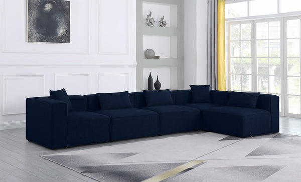 Cube Linen Textured Fabric / Engineered Wood / Foam Contemporary Navy Durable Linen Textured Modular Sectional - 144" W x 72" D x 26" H
