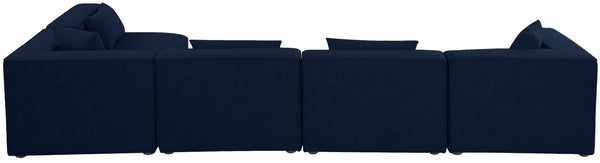 Cube Linen Textured Fabric / Engineered Wood / Foam Contemporary Navy Durable Linen Textured Modular Sectional - 144" W x 72" D x 26" H