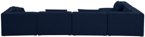 Cube Linen Textured Fabric / Engineered Wood / Foam Contemporary Navy Durable Linen Textured Modular Sectional - 144" W x 72" D x 26" H