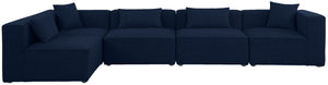 Cube Linen Textured Fabric / Engineered Wood / Foam Contemporary Navy Durable Linen Textured Modular Sectional - 144" W x 72" D x 26" H