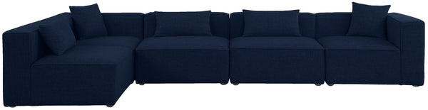 Cube Linen Textured Fabric / Engineered Wood / Foam Contemporary Navy Durable Linen Textured Modular Sectional - 144" W x 72" D x 26" H