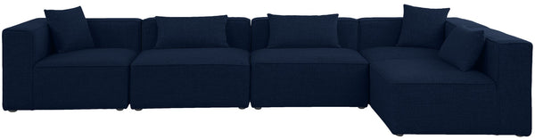 Cube Linen Textured Fabric / Engineered Wood / Foam Contemporary Navy Durable Linen Textured Modular Sectional - 144" W x 72" D x 26" H