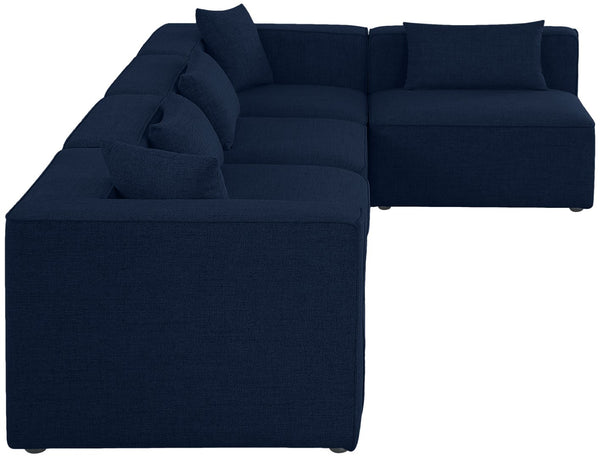 Cube Linen Textured Fabric / Engineered Wood / Foam Contemporary Navy Durable Linen Textured Modular Sectional - 144" W x 72" D x 26" H