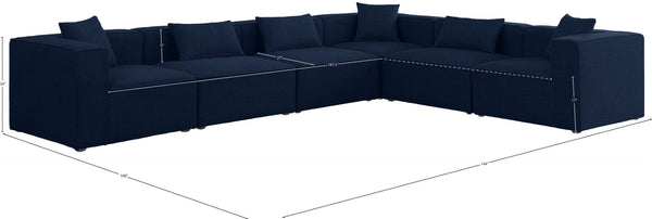 Cube Linen Textured Fabric / Engineered Wood / Foam Contemporary Navy Durable Linen Textured Modular Sectional - 144" W x 108" D x 26" H
