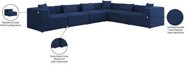 Cube Linen Textured Fabric / Engineered Wood / Foam Contemporary Navy Durable Linen Textured Modular Sectional - 144" W x 108" D x 26" H