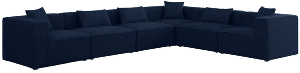 Cube Linen Textured Fabric / Engineered Wood / Foam Contemporary Navy Durable Linen Textured Modular Sectional - 144" W x 108" D x 26" H