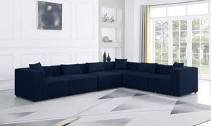 Cube Linen Textured Fabric / Engineered Wood / Foam Contemporary Navy Durable Linen Textured Modular Sectional - 144" W x 108" D x 26" H