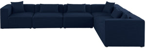 Cube Linen Textured Fabric / Engineered Wood / Foam Contemporary Navy Durable Linen Textured Modular Sectional - 144" W x 108" D x 26" H