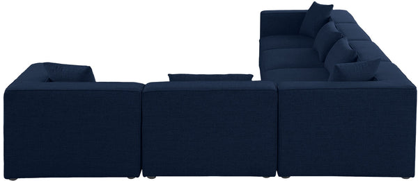 Cube Linen Textured Fabric / Engineered Wood / Foam Contemporary Navy Durable Linen Textured Modular Sectional - 144" W x 108" D x 26" H