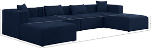 Cube Linen Textured Fabric / Engineered Wood / Foam Contemporary Navy Durable Linen Textured Modular Sectional - 144" W x 72" D x 26" H