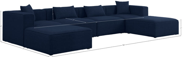 Cube Linen Textured Fabric / Engineered Wood / Foam Contemporary Navy Durable Linen Textured Modular Sectional - 144" W x 72" D x 26" H