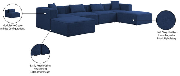Cube Linen Textured Fabric / Engineered Wood / Foam Contemporary Navy Durable Linen Textured Modular Sectional - 144" W x 72" D x 26" H