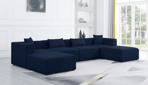 Cube Linen Textured Fabric / Engineered Wood / Foam Contemporary Navy Durable Linen Textured Modular Sectional - 144" W x 72" D x 26" H