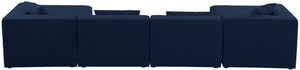 Cube Linen Textured Fabric / Engineered Wood / Foam Contemporary Navy Durable Linen Textured Modular Sectional - 144" W x 72" D x 26" H