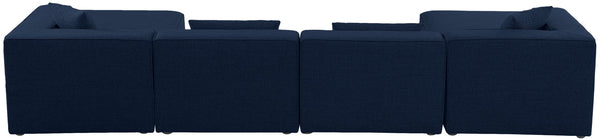 Cube Linen Textured Fabric / Engineered Wood / Foam Contemporary Navy Durable Linen Textured Modular Sectional - 144" W x 72" D x 26" H