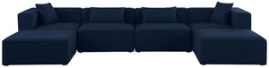 Cube Linen Textured Fabric / Engineered Wood / Foam Contemporary Navy Durable Linen Textured Modular Sectional - 144" W x 72" D x 26" H