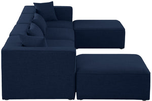 Cube Linen Textured Fabric / Engineered Wood / Foam Contemporary Navy Durable Linen Textured Modular Sectional - 144" W x 72" D x 26" H