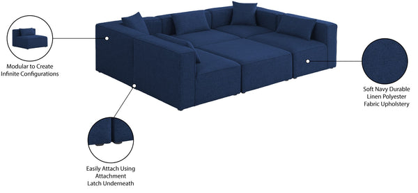 Cube Linen Textured Fabric / Engineered Wood / Foam Contemporary Navy Durable Linen Textured Modular Sectional - 108" W x 72" D x 26" H