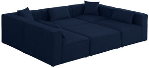 Cube Linen Textured Fabric / Engineered Wood / Foam Contemporary Navy Durable Linen Textured Modular Sectional - 108" W x 72" D x 26" H