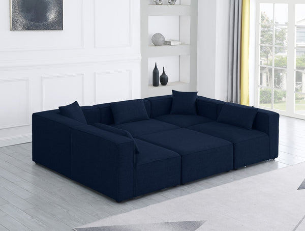 Cube Linen Textured Fabric / Engineered Wood / Foam Contemporary Navy Durable Linen Textured Modular Sectional - 108" W x 72" D x 26" H