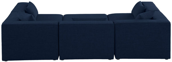 Cube Linen Textured Fabric / Engineered Wood / Foam Contemporary Navy Durable Linen Textured Modular Sectional - 108" W x 72" D x 26" H