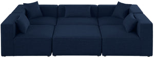 Cube Linen Textured Fabric / Engineered Wood / Foam Contemporary Navy Durable Linen Textured Modular Sectional - 108" W x 72" D x 26" H