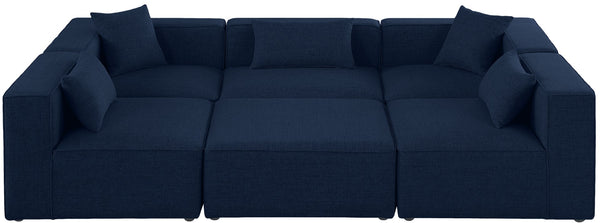 Cube Linen Textured Fabric / Engineered Wood / Foam Contemporary Navy Durable Linen Textured Modular Sectional - 108" W x 72" D x 26" H