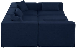 Cube Linen Textured Fabric / Engineered Wood / Foam Contemporary Navy Durable Linen Textured Modular Sectional - 108" W x 72" D x 26" H