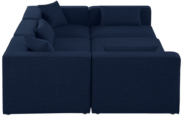 Cube Linen Textured Fabric / Engineered Wood / Foam Contemporary Navy Durable Linen Textured Modular Sectional - 108" W x 72" D x 26" H