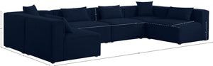 Cube Linen Textured Fabric / Engineered Wood / Foam Contemporary Navy Durable Linen Textured Modular Sectional - 144" W x 72" D x 26" H