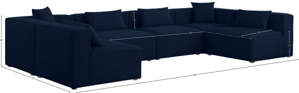 Cube Linen Textured Fabric / Engineered Wood / Foam Contemporary Navy Durable Linen Textured Modular Sectional - 144" W x 72" D x 26" H
