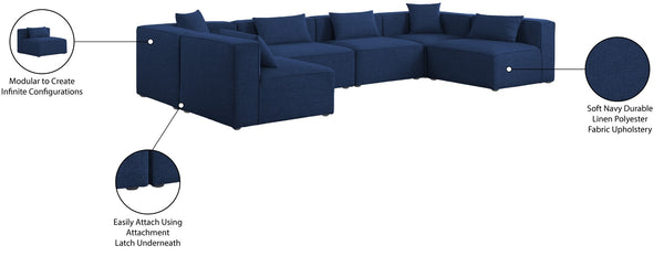 Cube Linen Textured Fabric / Engineered Wood / Foam Contemporary Navy Durable Linen Textured Modular Sectional - 144" W x 72" D x 26" H