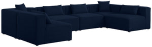 Cube Linen Textured Fabric / Engineered Wood / Foam Contemporary Navy Durable Linen Textured Modular Sectional - 144" W x 72" D x 26" H