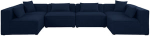 Cube Linen Textured Fabric / Engineered Wood / Foam Contemporary Navy Durable Linen Textured Modular Sectional - 144" W x 72" D x 26" H