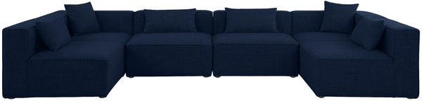 Cube Linen Textured Fabric / Engineered Wood / Foam Contemporary Navy Durable Linen Textured Modular Sectional - 144" W x 72" D x 26" H