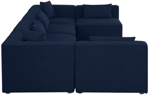 Cube Linen Textured Fabric / Engineered Wood / Foam Contemporary Navy Durable Linen Textured Modular Sectional - 144" W x 72" D x 26" H