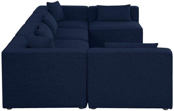 Cube Linen Textured Fabric / Engineered Wood / Foam Contemporary Navy Durable Linen Textured Modular Sectional - 144" W x 72" D x 26" H