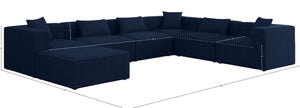 Cube Linen Textured Fabric / Engineered Wood / Foam Contemporary Navy Durable Linen Textured Modular Sectional - 144" W x 108" D x 26" H