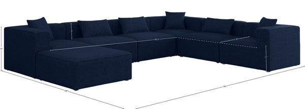 Cube Linen Textured Fabric / Engineered Wood / Foam Contemporary Navy Durable Linen Textured Modular Sectional - 144" W x 108" D x 26" H