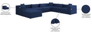 Cube Linen Textured Fabric / Engineered Wood / Foam Contemporary Navy Durable Linen Textured Modular Sectional - 144" W x 108" D x 26" H