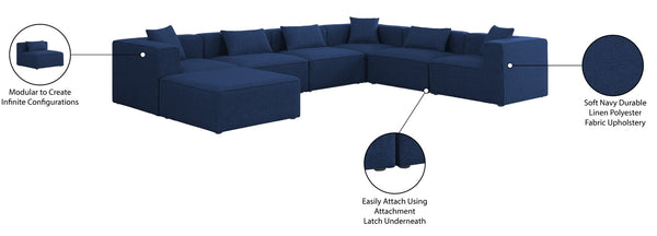 Cube Linen Textured Fabric / Engineered Wood / Foam Contemporary Navy Durable Linen Textured Modular Sectional - 144" W x 108" D x 26" H