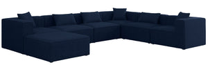 Cube Linen Textured Fabric / Engineered Wood / Foam Contemporary Navy Durable Linen Textured Modular Sectional - 144" W x 108" D x 26" H