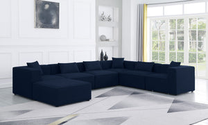 Cube Linen Textured Fabric / Engineered Wood / Foam Contemporary Navy Durable Linen Textured Modular Sectional - 144" W x 108" D x 26" H
