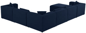 Cube Linen Textured Fabric / Engineered Wood / Foam Contemporary Navy Durable Linen Textured Modular Sectional - 144" W x 108" D x 26" H