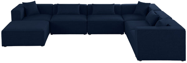 Cube Linen Textured Fabric / Engineered Wood / Foam Contemporary Navy Durable Linen Textured Modular Sectional - 144" W x 108" D x 26" H