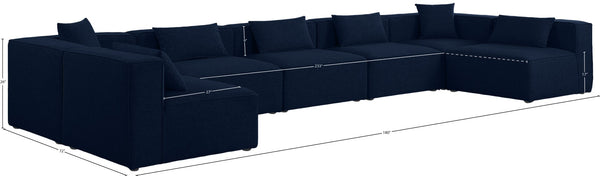 Cube Linen Textured Fabric / Engineered Wood / Foam Contemporary Navy Durable Linen Textured Modular Sectional - 180" W x 72" D x 26" H