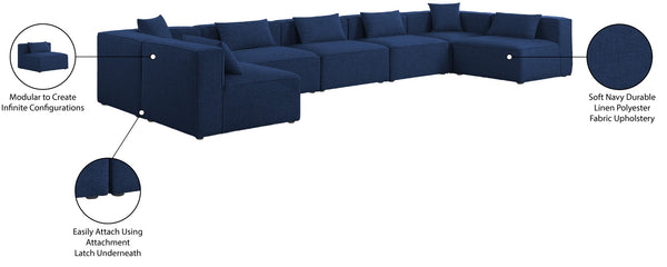 Cube Linen Textured Fabric / Engineered Wood / Foam Contemporary Navy Durable Linen Textured Modular Sectional - 180" W x 72" D x 26" H