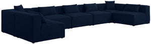 Cube Linen Textured Fabric / Engineered Wood / Foam Contemporary Navy Durable Linen Textured Modular Sectional - 180" W x 72" D x 26" H
